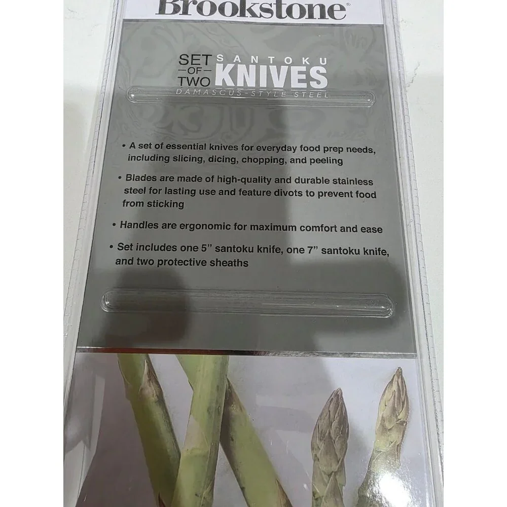 New Brookstone Kitchen Knife 2 piece set Santoku knives 5" & 7" with Protective - Picture 3 of 3